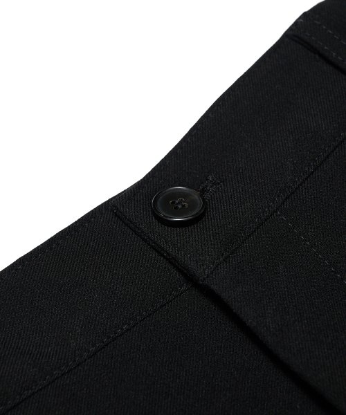 IN BANDING SEMI-WIDE FIT WIDE TURN-UP SLACKS(BLACK)