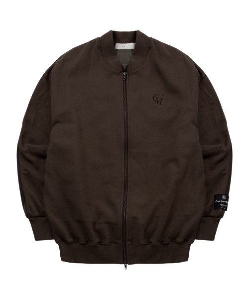 [UNISEX] Fleece-Back Cotton-Jersey and Padded Shell Zip-Up Sweatshirt (Dark Brown)
