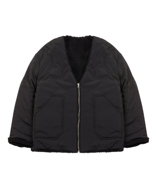 [UNISEX] Reversible Padded Cardigan Coat (Black)