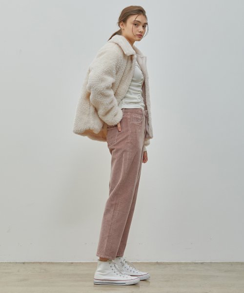 Вельветовые кроп-брюки High Waist Pink