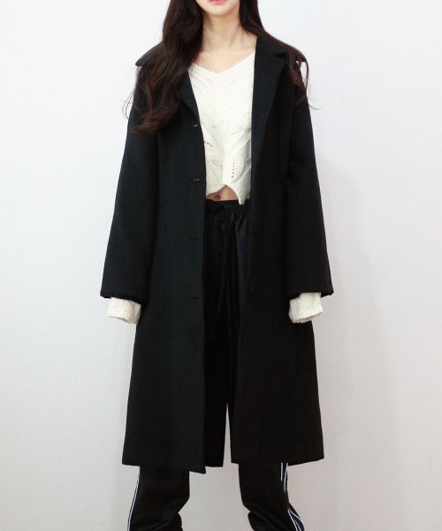 Roton round collar wool single long coat