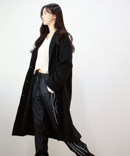 Roton round collar wool single long coat