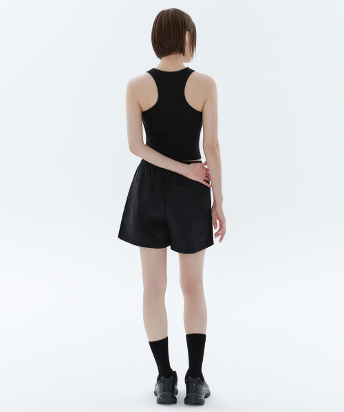 WOMENS NYLON BANDING SHORTS [BLACK]