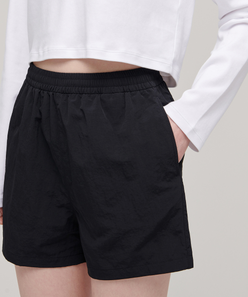 Womens Nylon Banding Shorts [Black] thumbnail 6