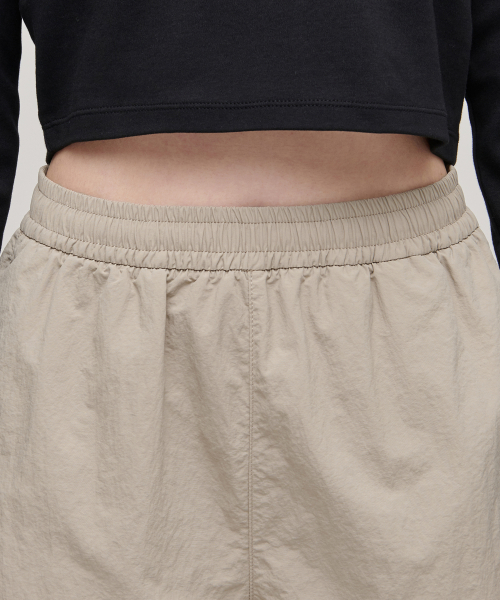 Womens Nylon Banding Shorts [Light Beige] thumbnail 4