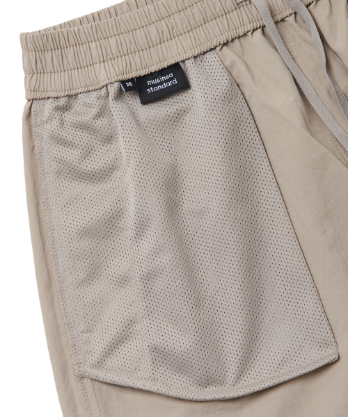 Womens Nylon Banding Shorts [Light Beige] thumbnail 7
