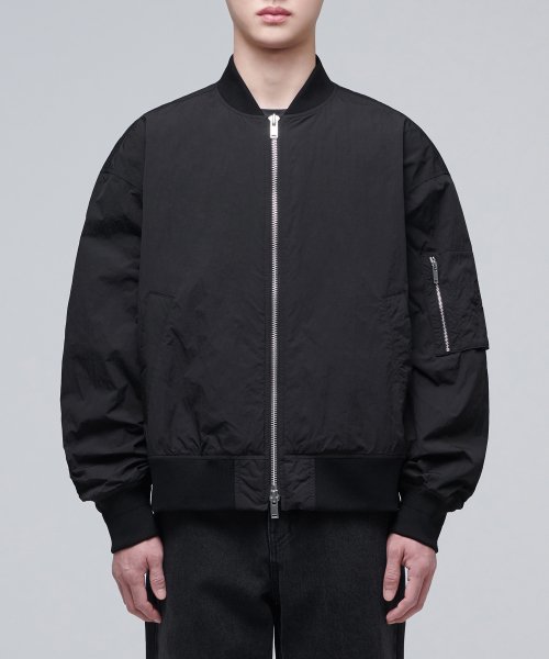 Оверсайз бомбер MA-1 из жатой ткани [Black]
