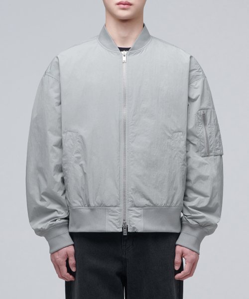 Свободный бомбер MA-1 из жатой ткани (Light Gray)
