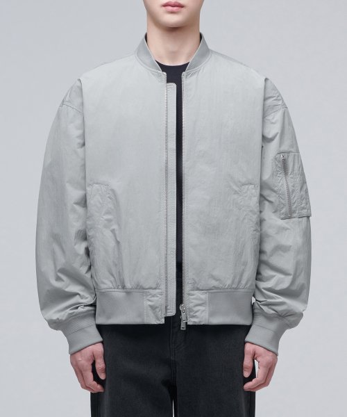 Свободный бомбер MA-1 из жатой ткани (Light Gray)