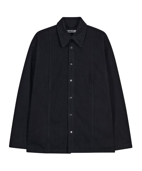 Джинсовая куртка-рубашка semi-overfit с карманами (BLACK)