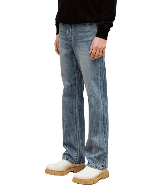 WILLIAM MID BLUE WRIMKLED DAMAGE WASH