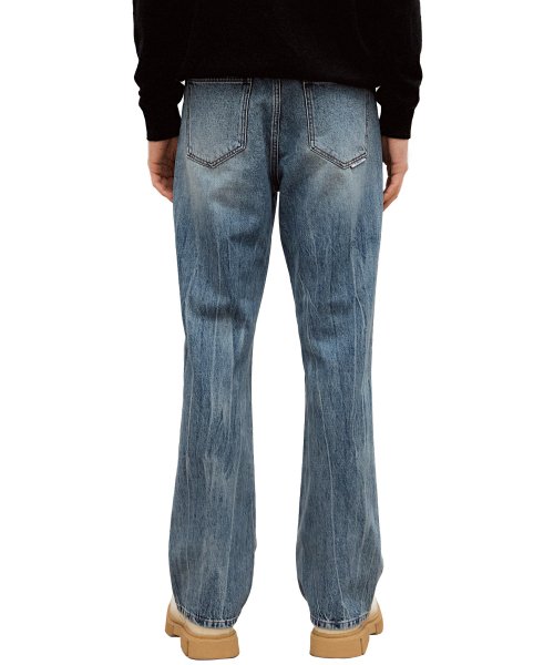 WILLIAM MID BLUE WRIMKLED DAMAGE WASH