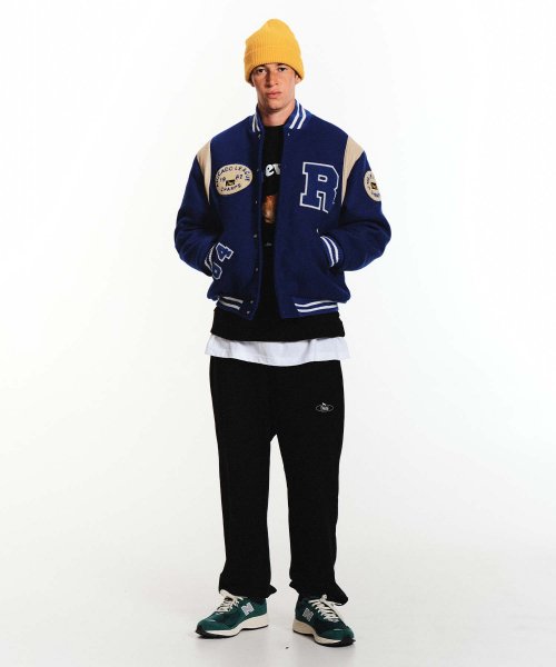 BIG R LOGO PATCH STADIUM JACKET [BLUE]