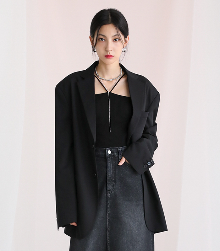 Boyfriend Single Blazer BROWN