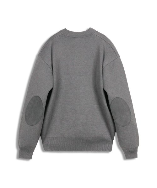 Вязаный кардиган с замшевыми патчами (Grey)