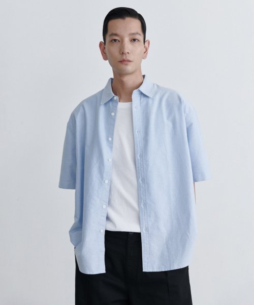 OVERSIZE OXFORD SHORT SLEEVE SHIRT [SKY BLUE]