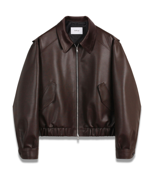 FAUX Leather Crop Bomber in Brown
