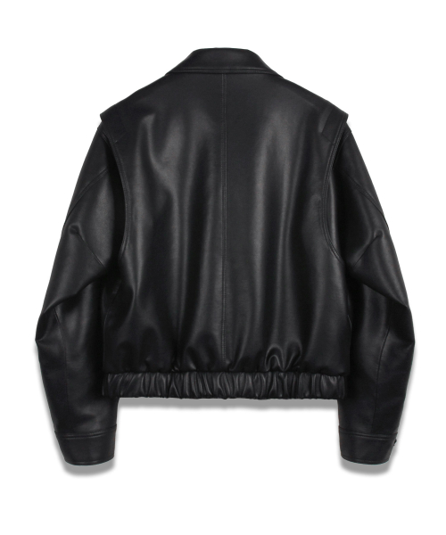 FAUX Leather Crop Bomber in Black