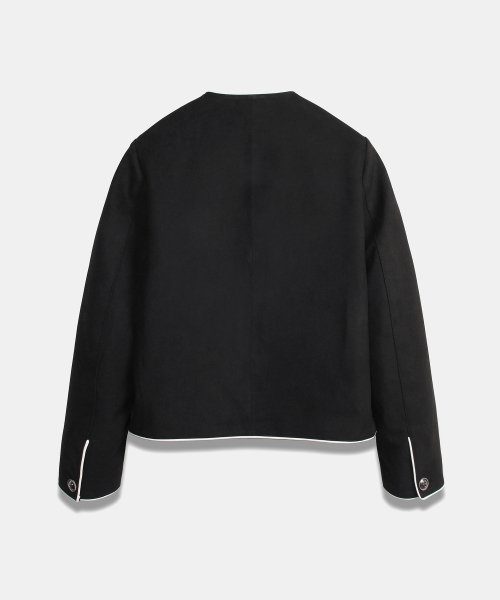 Suede Crop Classic Jacket in Black