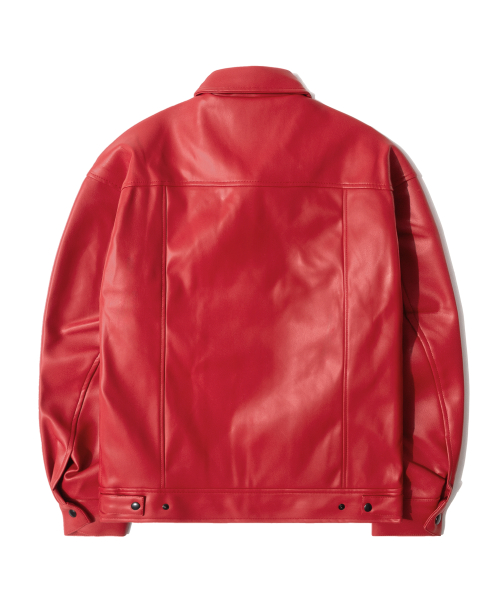 LB Synthetic Leather Single Jacket (Red)