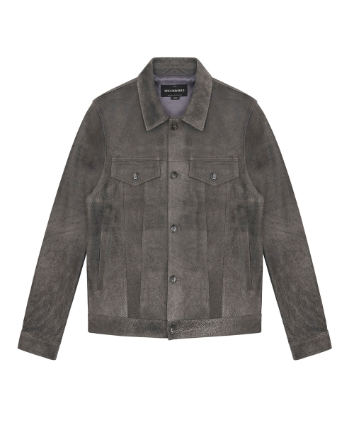 GRAY CRACK TRUCKER JACKET