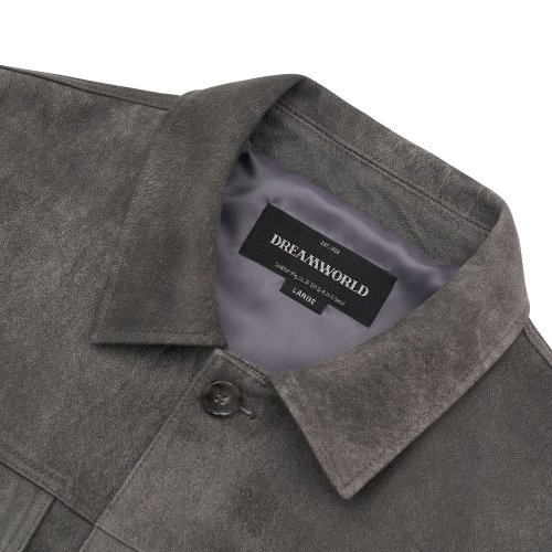 GRAY CRACK TRUCKER JACKET