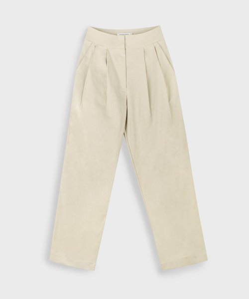 Широкие хлопковые слаксы со складками [Beige]