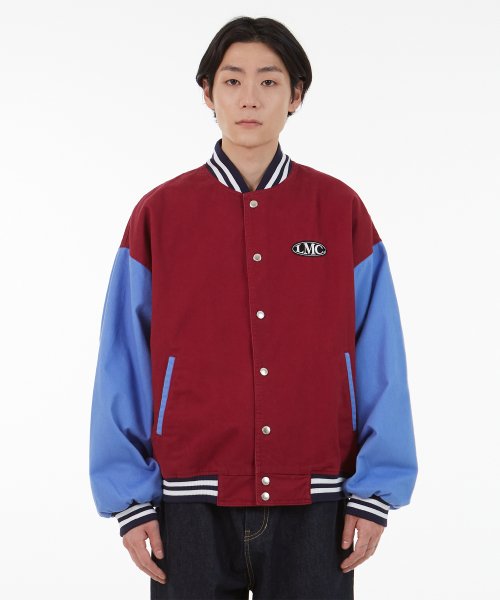 LMC OVAL WASHED BASEBALL JACKET burgundy