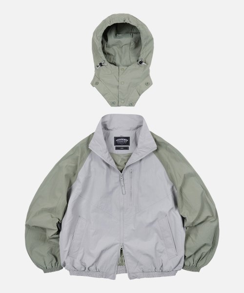 NYLON SET-UP TRACK JACKET _ LIGHT GRAY