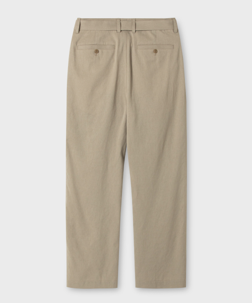 SUMMER COOL TOUCH BELTED WIDE FIT PANTS_BEIGE