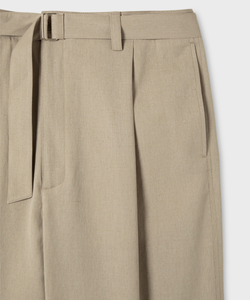 SUMMER COOL TOUCH BELTED WIDE FIT PANTS_BEIGE
