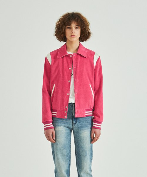 롤링스튜디오(ROLLINGSTUDIOS) CORDUROY VARSITY JACKET PINK