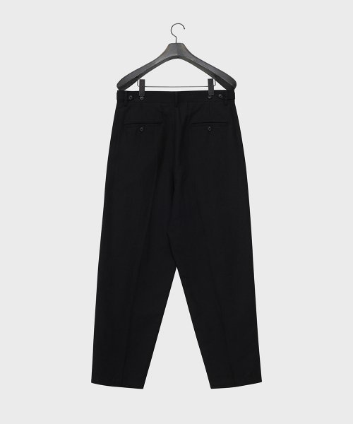 Широкие льняные брюки с двумя складками (Black)