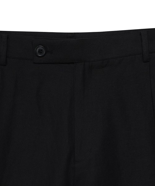 Широкие льняные брюки с двумя складками (Black)