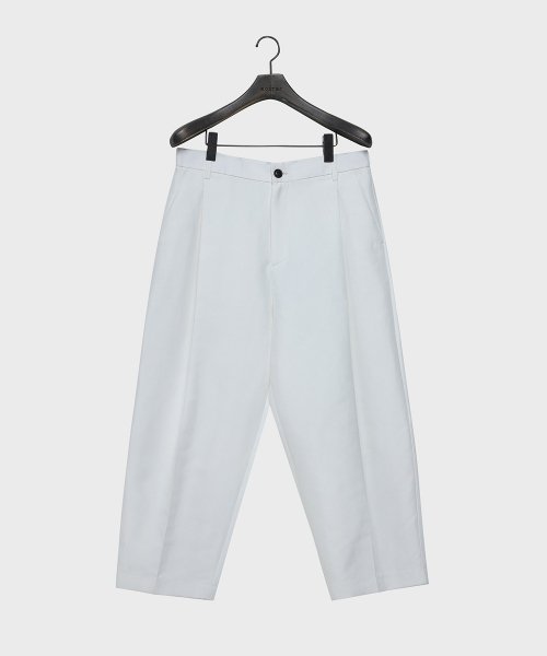 Широкие брюки из хлопка и шелка с одной складкой (White)