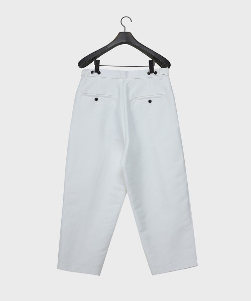 Широкие брюки из хлопка и шелка с одной складкой (White)