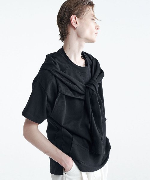 MUSINSA | NOIRER Cut Out Layered Sweatshirt (Black)