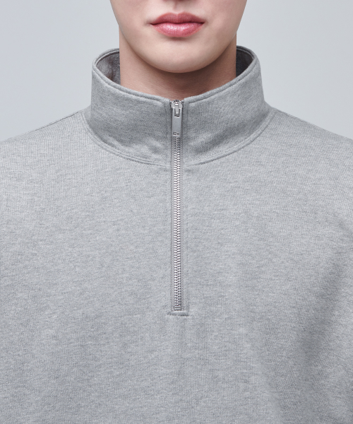 Свитшот оверсайз на молнии half-zip [Medium Grey]