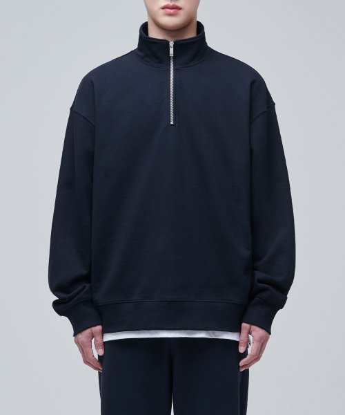 OVERSIZED HALF ZIP SWEATSHIRT [NAVY] thumbnail 2