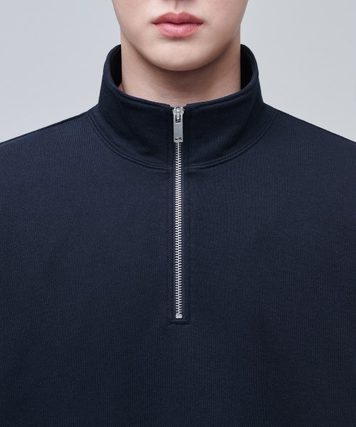 OVERSIZED HALF ZIP SWEATSHIRT [NAVY] thumbnail 4