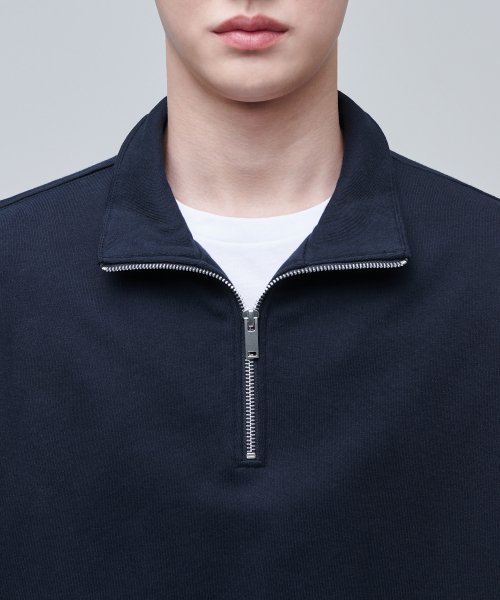 OVERSIZED HALF ZIP SWEATSHIRT [NAVY] thumbnail 5