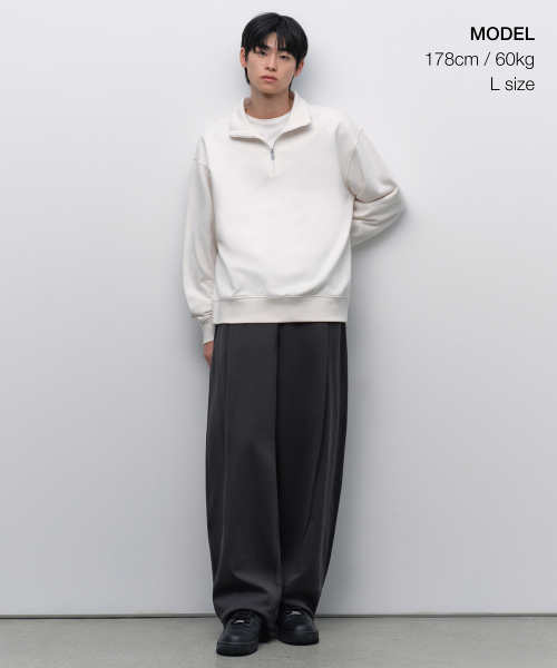 OVERSIZED HALF ZIP SWEATSHIRT [CREAM] thumbnail 2