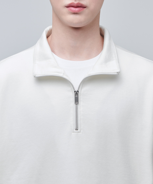 OVERSIZED HALF ZIP SWEATSHIRT [CREAM] thumbnail 5