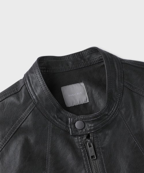Куртка-блюзон на молнии из экокожи [Charcoal Grey]