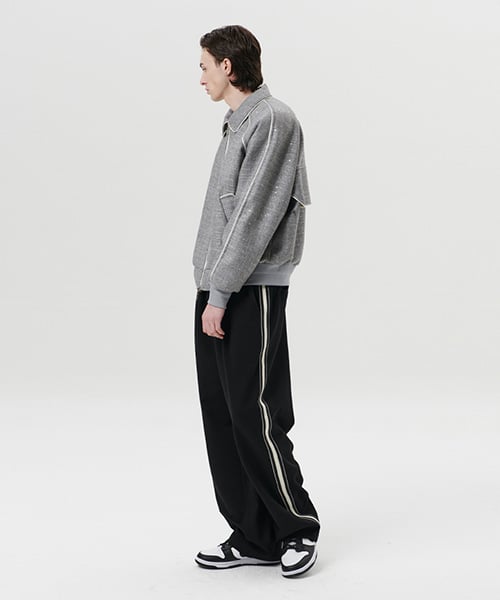 Университетская куртка с пайетками и полосой (Grey)