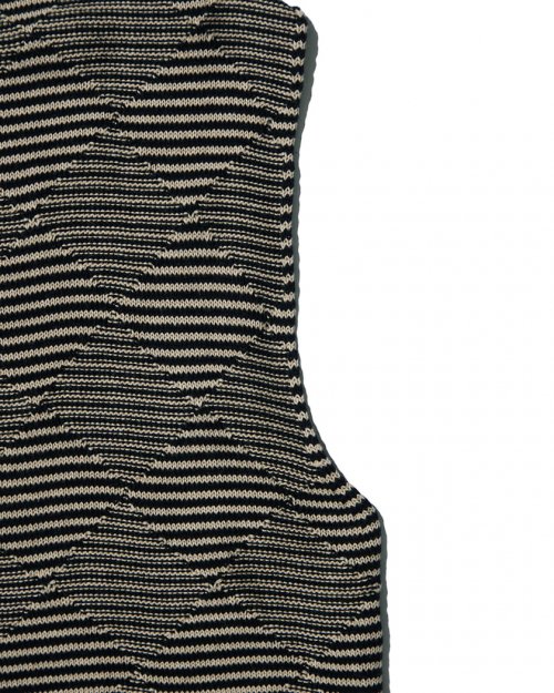 CHECKER BOARD KNIT VEST BLACK BEIGE