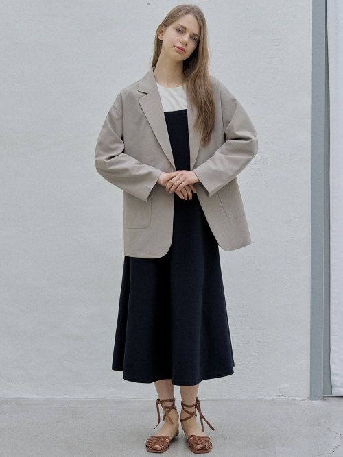 Overfit Basic Tailored Jacket - Beige