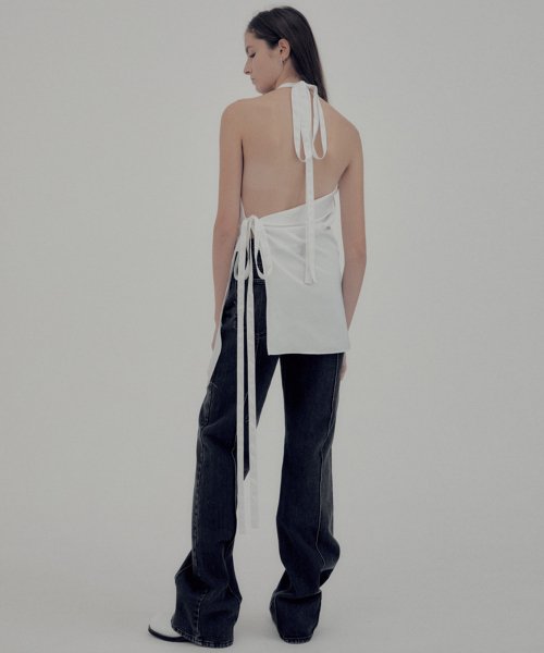 UNISEX Signature Pin Tuck Boots Cut Denim Pants [Washed Out Black]