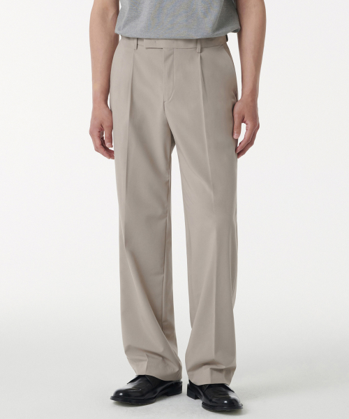 [Cooltandard] Wide Hidden Banding Slacks [Light Beige] thumbnail 7