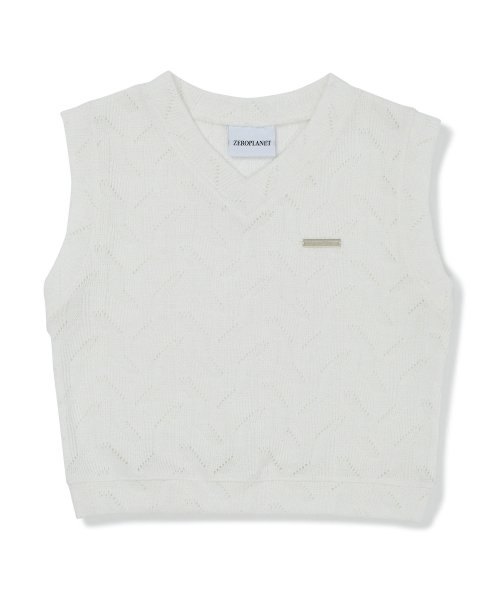 вязаный укороченный жилет [WHITE]